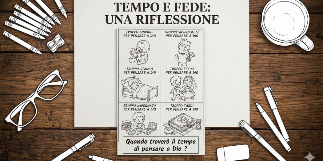 Una Riflessione Grafica sul Tempo e la Fede: “Quando troverò il tempo di pensare a Dio?”